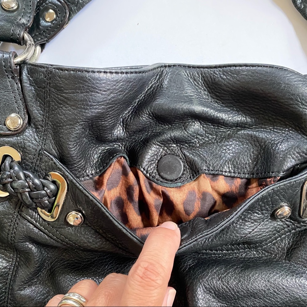 B. Makowsky Black Leather Hobo Bag - Picture 8 of 16